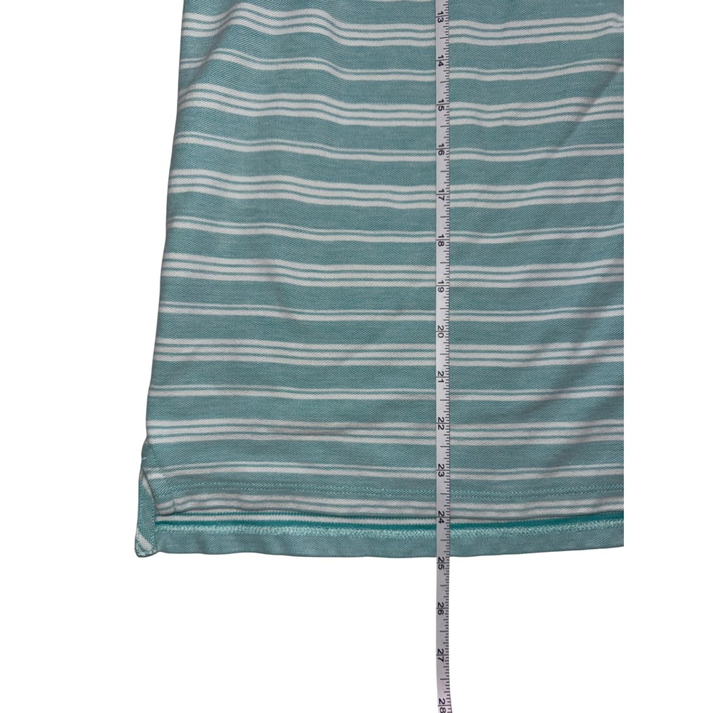 Vineyard Vines Mens Teal White Striped Pique Short Sleeve Polo Shirt Size M - Picture 5 of 6